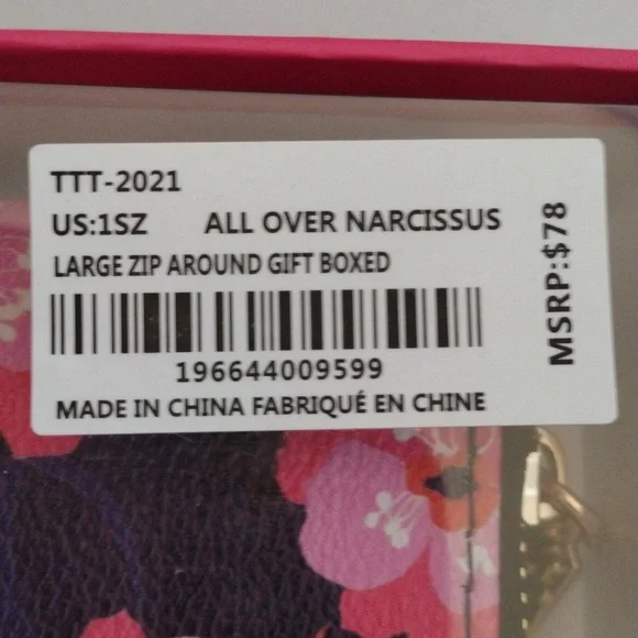 NWT Trina Turk Pink/Black Floral Wallet - Picture 2 of 7